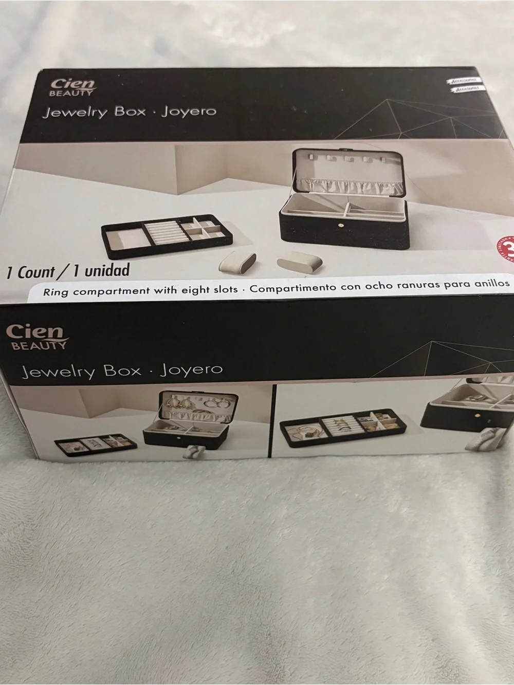 Jewelry Organizer Storage Box in Black and Cream